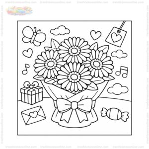 Tranh tô màu bó hoa đồng tiền