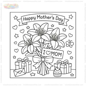 Tranh tô màu bó hoa ly tặng mẹ