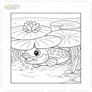 Tranh tô màu cá lóc ẩn mình dưới tán lá sen