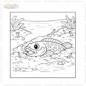 Tranh tô màu cá lóc ẩn mình trong bùn nước