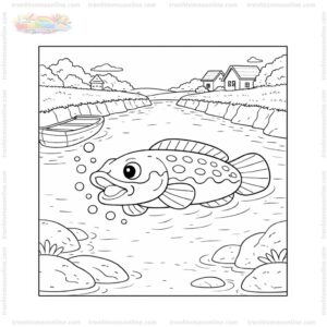 Tranh tô màu cá lóc trong dòng kênh nhỏ