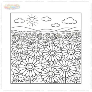 Tranh tô màu cánh đồng hoa đồng tiền