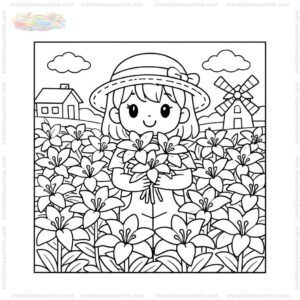 Tranh tô màu cánh đồng hoa ly đẹp