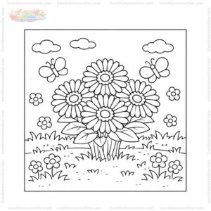 Tranh tô màu hoa đồng tiền và bướm bay