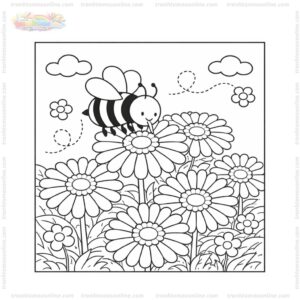 Tranh tô màu hoa đồng tiền và con ong