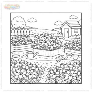 Tranh tô màu khu vườn nhiều hoa ly