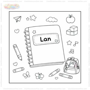 Tranh tô màu quyển vở có nhãn tên
