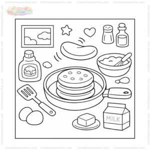 Tranh tô màu cái chảo chiên bánh pancake