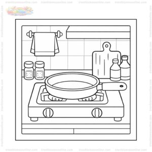 Tranh tô màu cái chảo và bếp ga
