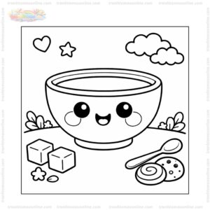 Tranh tô màu cái chén cute