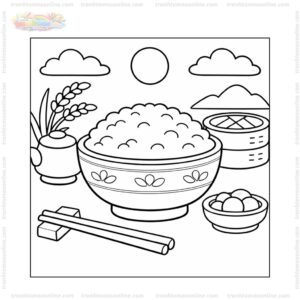 Tranh tô màu cái chén đựng cơm