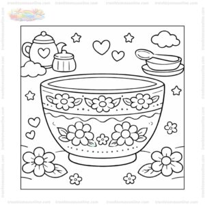 Tranh tô màu cái chén có hoa văn