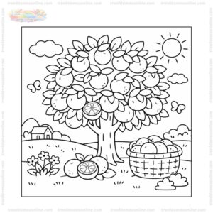 Tranh tô màu cây cam sai quả