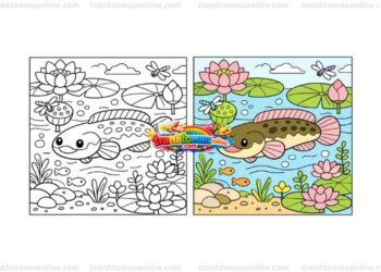 tranh tô màu con cá lóc