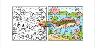 tranh tô màu con cá lóc