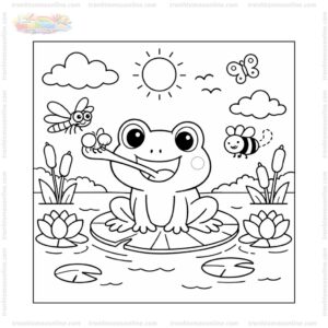 Tranh tô màu con ếch bắt côn trùng