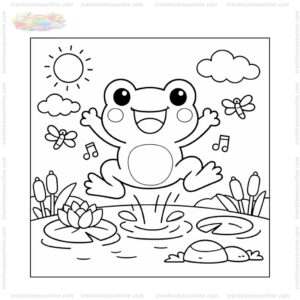 Tranh tô màu con ếch đang nhảy