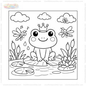 Tranh tô màu con ếch đội vương miện