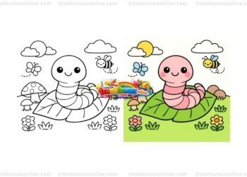 tranh tô màu con giun