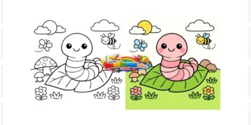 tranh tô màu con giun