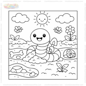 Tranh tô màu con giun đào đất