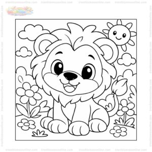 Tranh tô màu con sư tử chibi