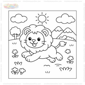 Tranh tô màu con sư tử đang chạy