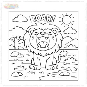 Tranh tô màu con sư tử đang gầm vang