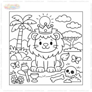 Tranh tô màu con sư tử vua rừng xanh
