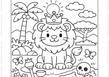 Tranh tô màu con sư tử vua rừng xanh
