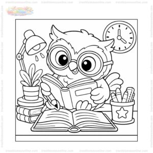 Tranh tô màu cú mèo học bài