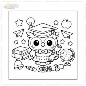 Tranh tô màu cú mèo đội mũ