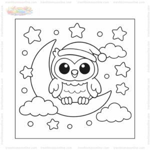 Tranh tô màu cú mèo và ngôi sao