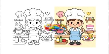 tranh tô màu đầu bếp