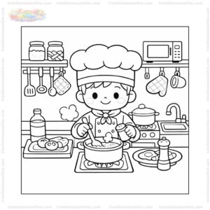 Tranh tô màu đầu bếp nấu ăn Tranh tô màu đầu bếp nấu ăn