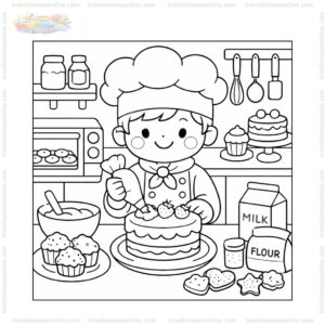 Tranh tô màu đầu bếp làm bánh Tranh tô màu đầu bếp làm bánh