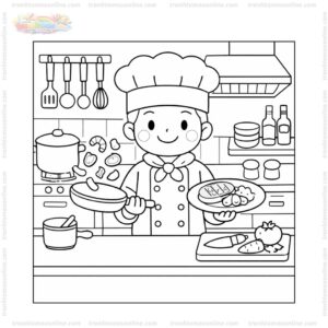 Tranh tô màu đầu bếp làm việc Tranh tô màu đầu bếp làm việc