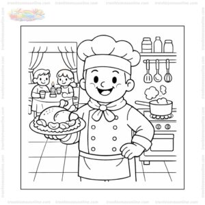 Tranh tô màu đầu bếp cầm món ăn Tranh tô màu đầu bếp cầm món ăn