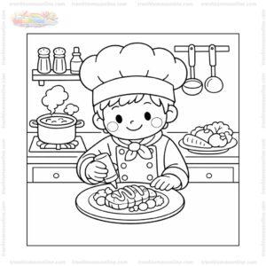 Tranh tô màu đầu bếp trang trí món ăn Tranh tô màu đầu bếp trang trí món ăn