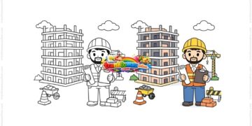 tranh tô màu kỹ sư xây dựng