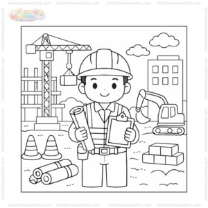 Tranh tô màu kỹ sư xây dựng giám sát công trình