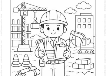 Tranh tô màu kỹ sư xây dựng giám sát công trình