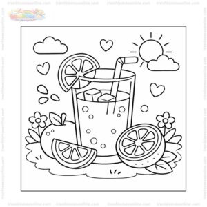 Tranh tô màu ly nước cam tươi