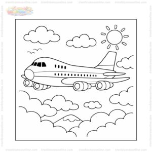 Tranh tô màu máy bay Boeing 747 bay trên bầu trời