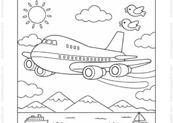 Tranh tô màu máy bay Boeing 747 chở khách