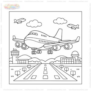 Tranh tô màu máy bay Boeing 747 hạ cánh