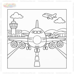 Tranh tô màu máy bay Boeing 747 trên đường băng