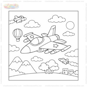 Tranh tô màu máy bay chiến đấu đang bay