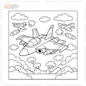 Tranh tô màu máy bay chiến đấu trong trận không chiến