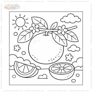 Tranh tô màu quả cam bổ đôi